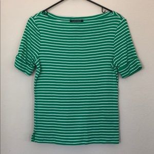 Ralph Lauren Petite Green Striped T-shirt sz. sm